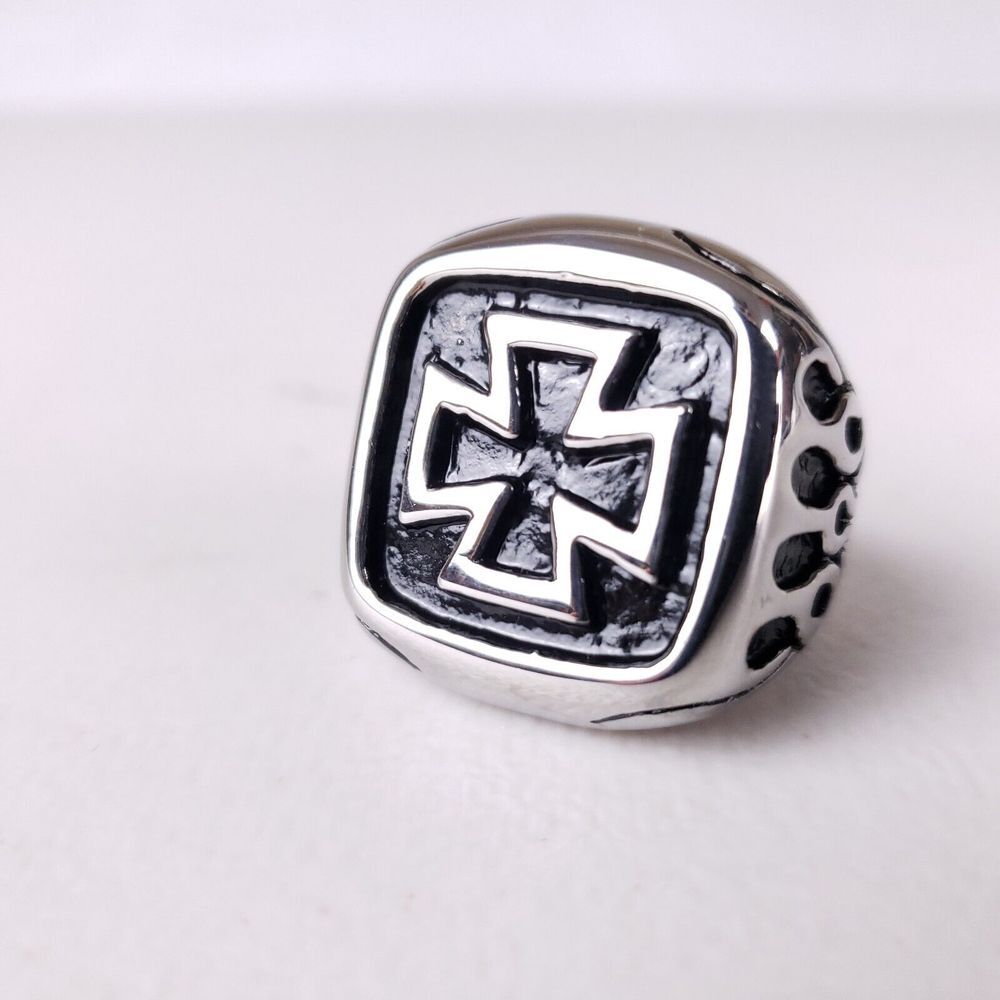 Mens Biker Ring Iron Cross 316 Stainless Steel Heavyweight Sz 11 Jewelry Rock